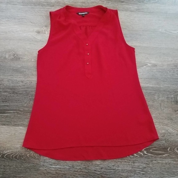 🎈4 FOR $20 Express  Sleeveless Blouse Red Buttons XS - Picture 1 of 5